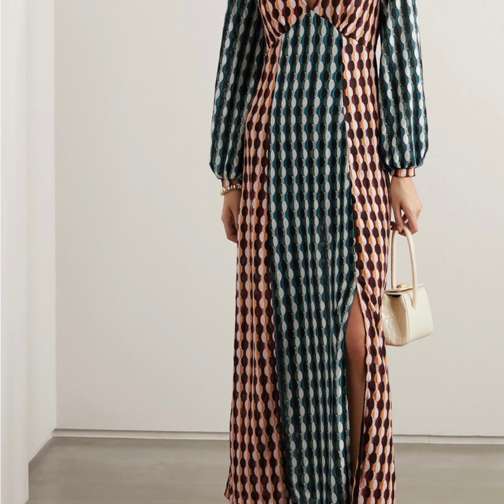 RIXO Phoebe Knit Dress Multicolor Long Sleeve Maxi Dress Size XS US 4 - Picture 9 of 11